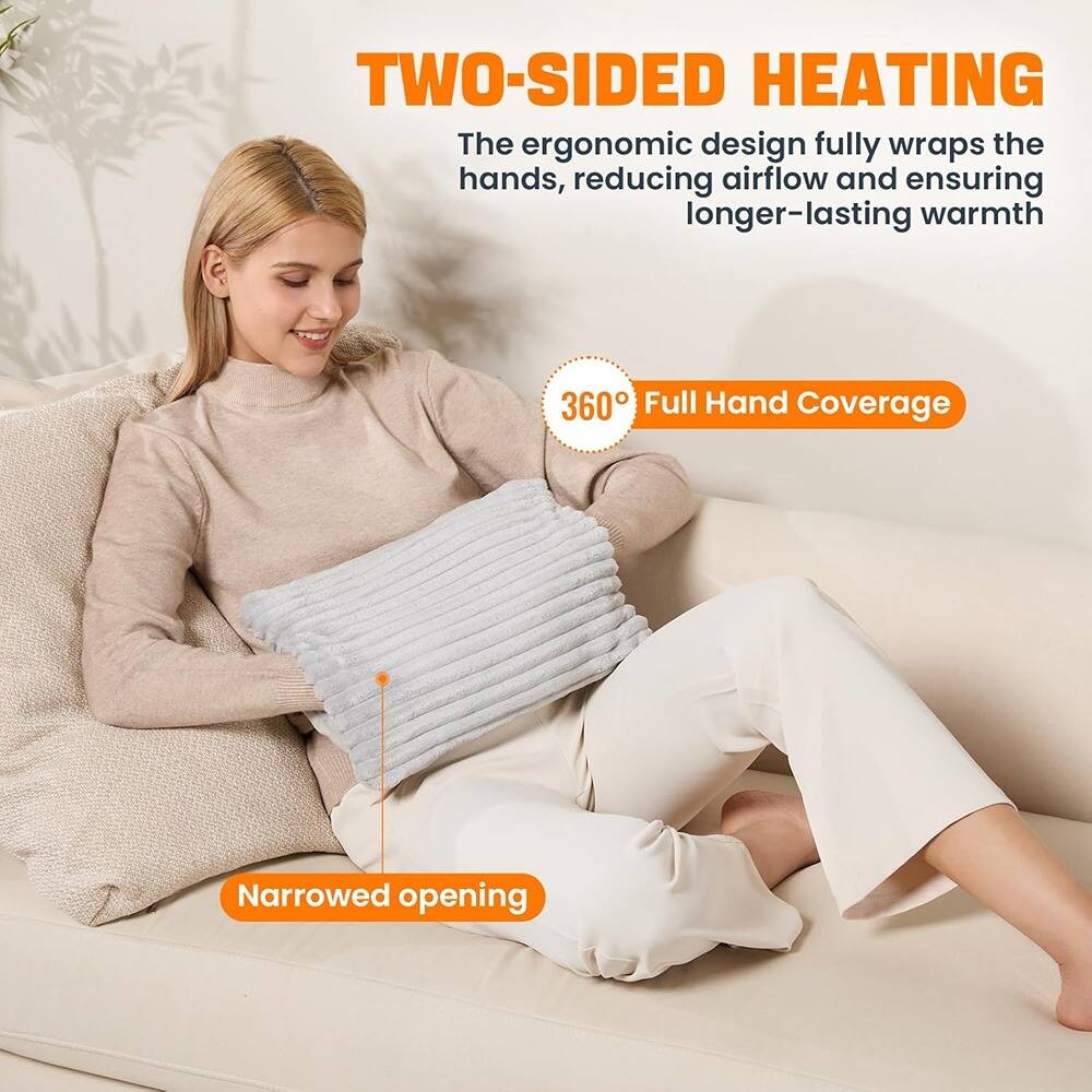 TWO-SIDED HEATING  
The ergonomic design fully wraps the hands, reducing airflow and ensuring longer-lasting warmth  

360° Full Hand Coverage  

Narrowed opening