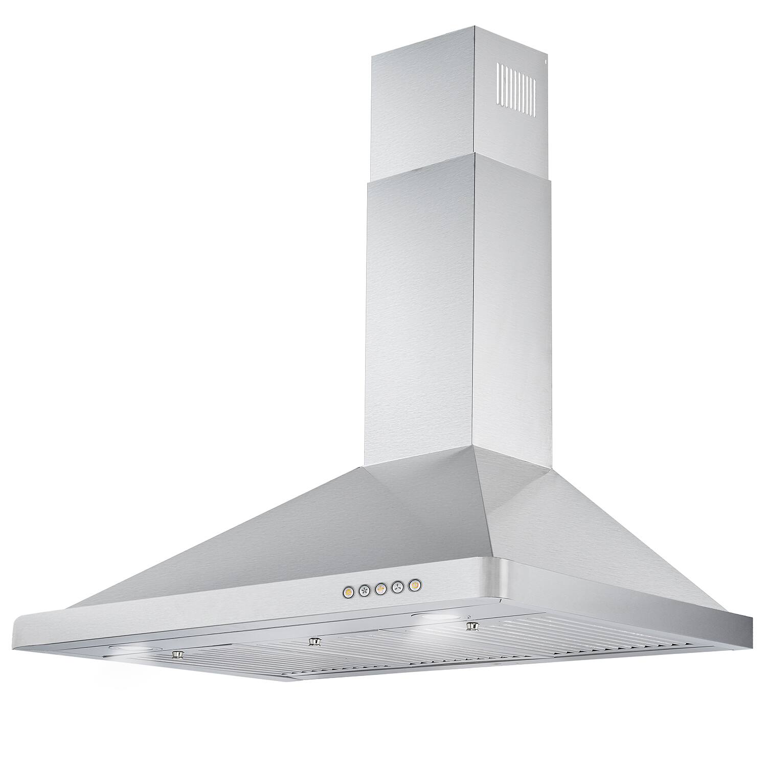 Alt View 2. COSMO - COS-63190 36 in. Vista Collection 380 CFM Ducted Wall Mount Range Hood, Button Controls, LED Lights - Stainless Steel.