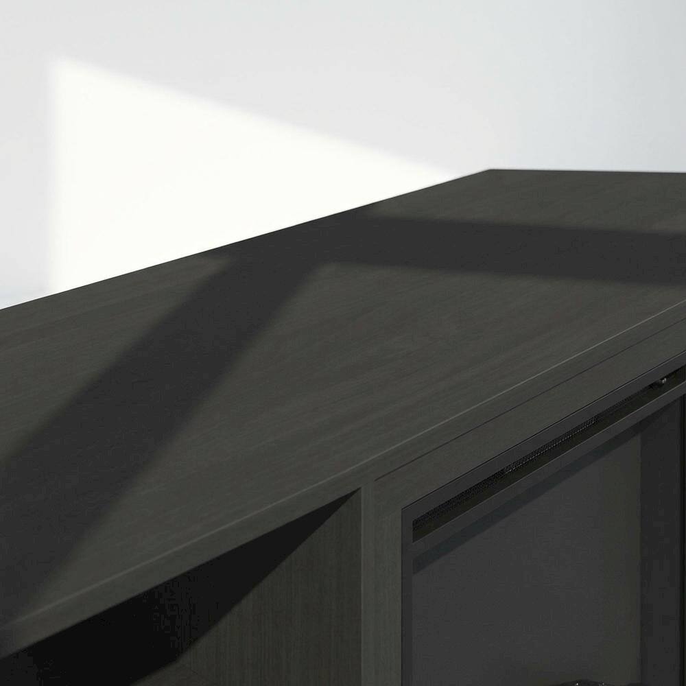 Alt View 4. FurniFact - Brown electric fireplace corner TV stand with storage and media center features - Brown.