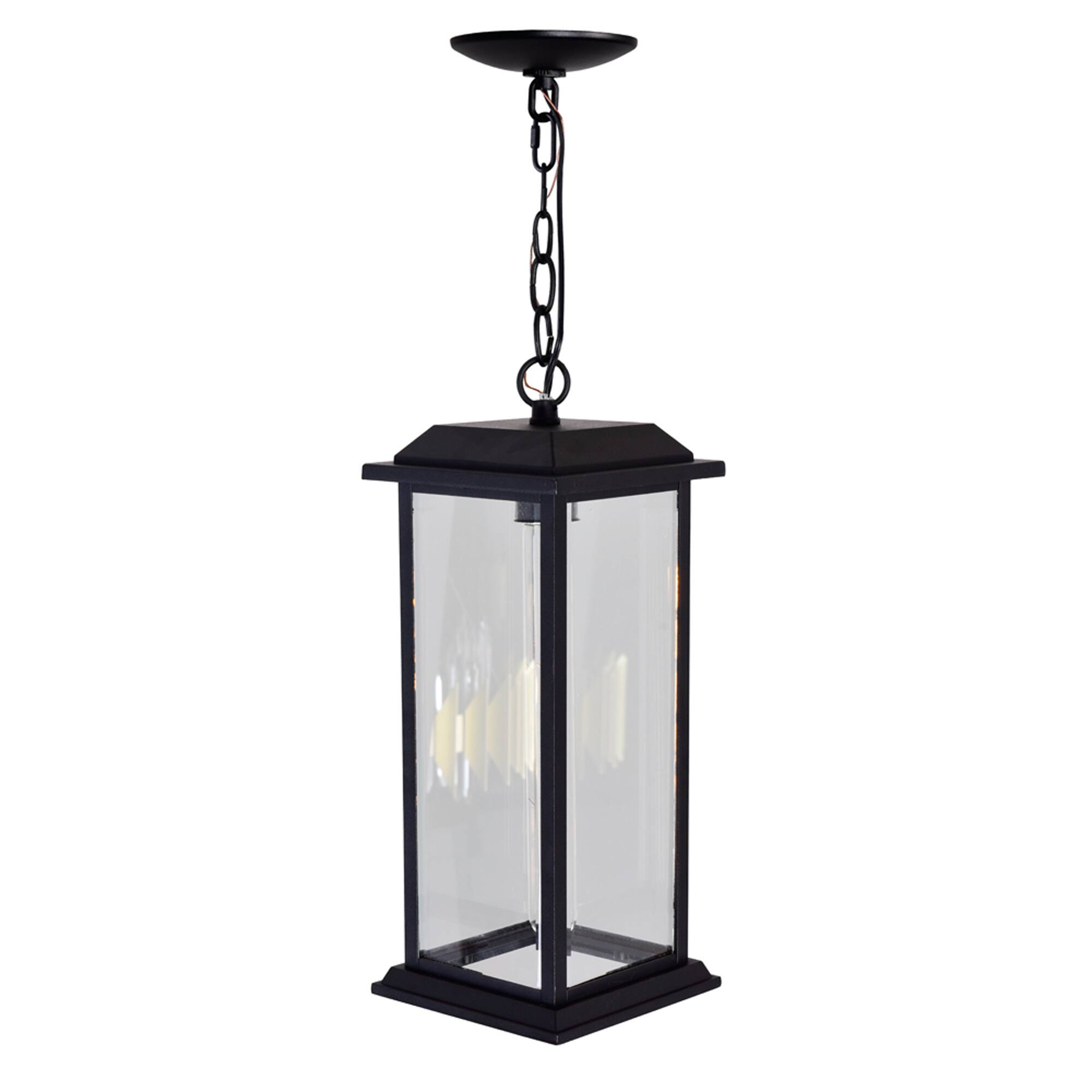Back. CWI Lighting - Blackbridge 1 Light Outdoor Black Pendant - Black.