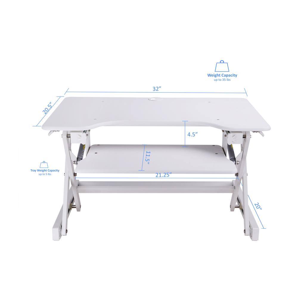 Weight Capacity up to 35 lbs  
32" x 20.5" x 4.5"  
Tray Weight Capacity up to 5 lbs  
11.5" x 21.25" x 20"