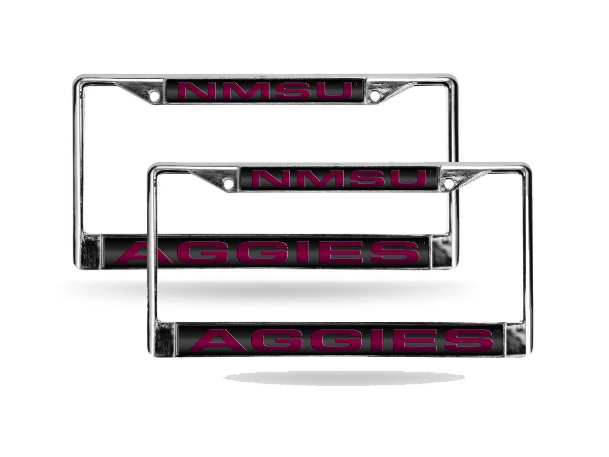 New Mexico State Aggies Chrome Metal Laser Cut License Plate Frame - Set of Two