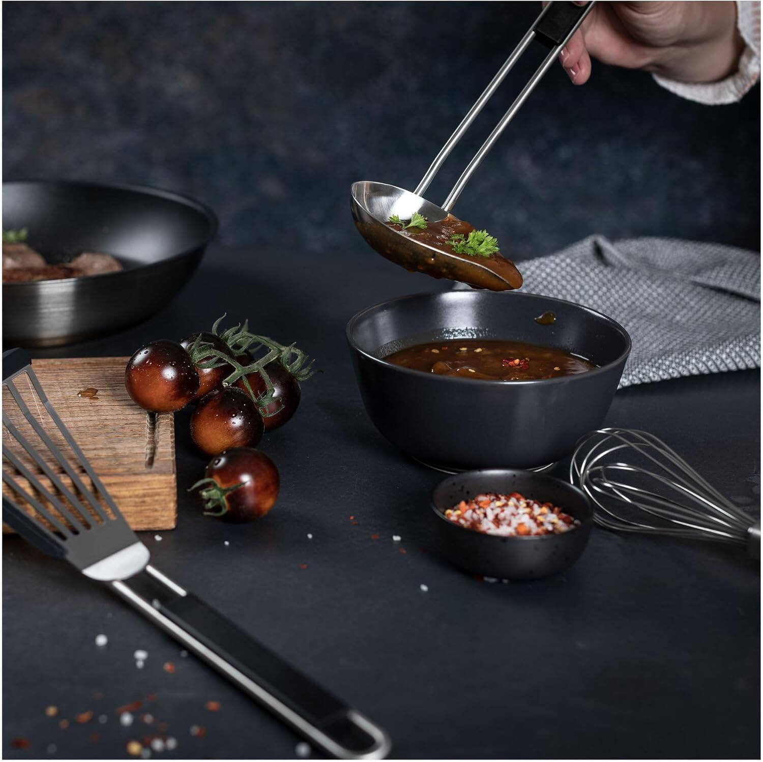 Alt View 1. Kuhn Rikon - Essential Sauce Ladle with Stainless Steel Bowl - Silver.