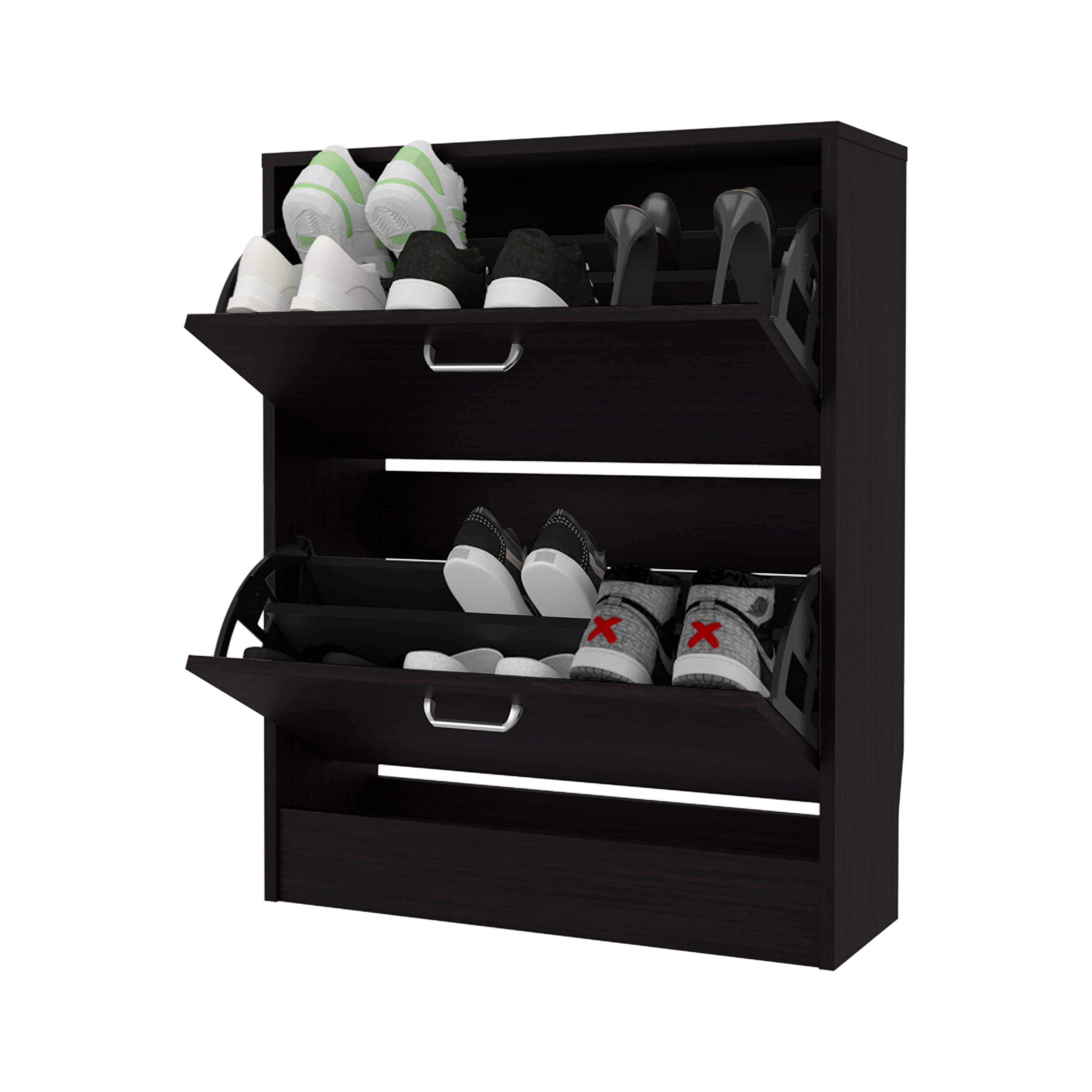 Alt View 4. TinyHomie - Ozzy Shoe Cabinet 2 Tilt-Out Doors Slim Design Internal Supports Modern Style Wenge - Wenge.