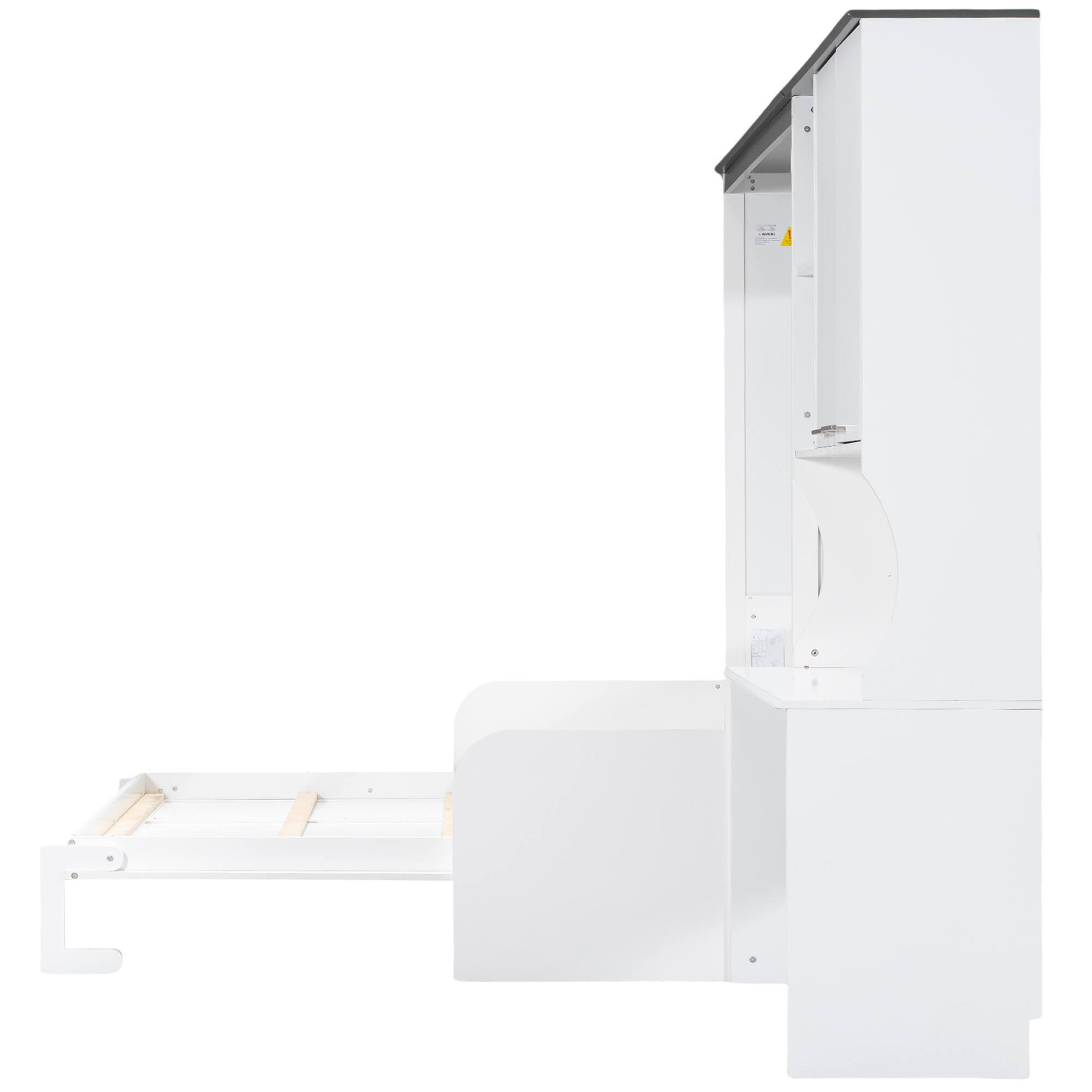 Alt View 1. Whisen - Full Size Murphy Bed with Folding Sofa, Integrated Desk and Storage Cabinet, Space-Saving Bed - White.