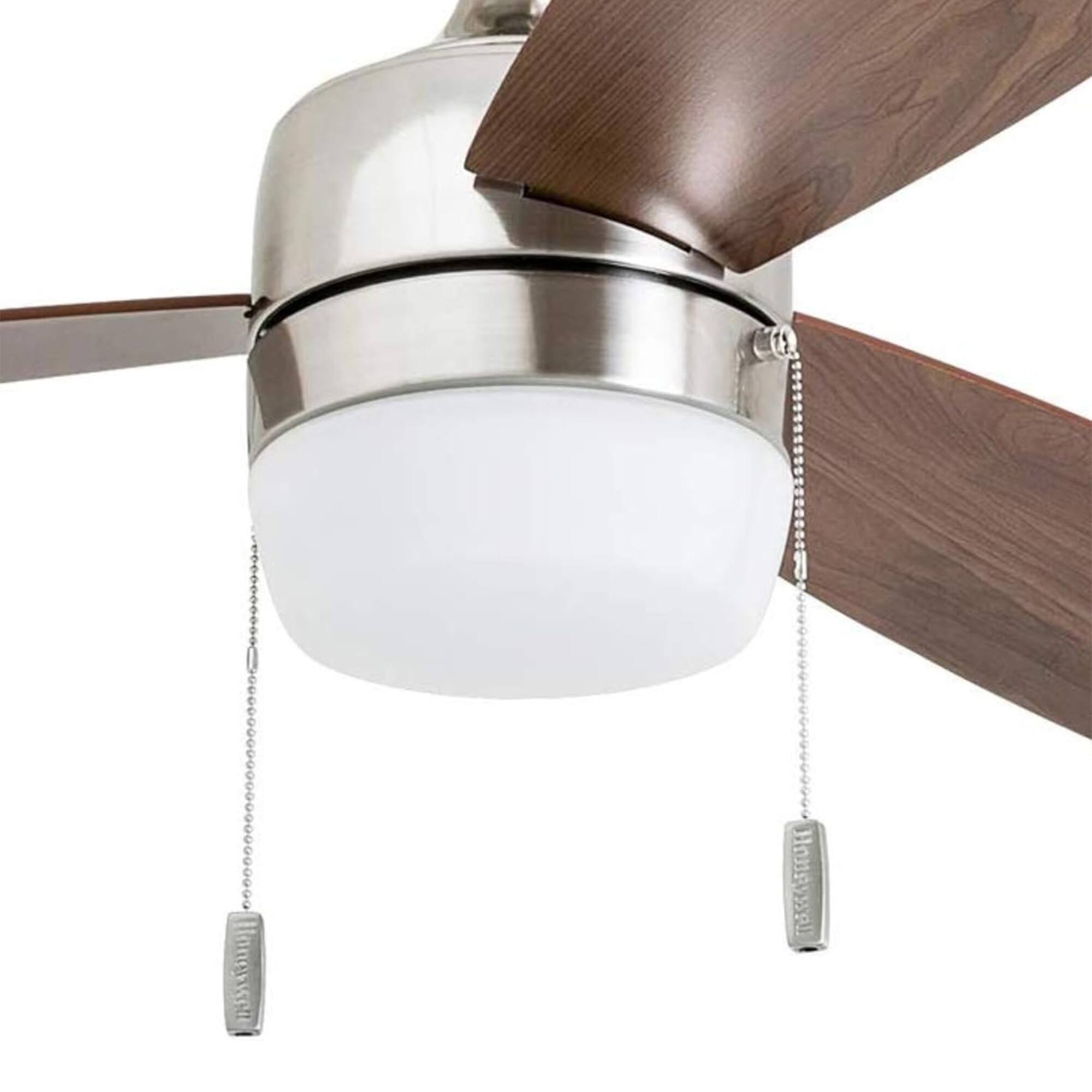 Alt View 7. Honeywell - Honeywell Barcadero 44" Indoor LED Ceiling Fan with Pull Chain, Brushed Nickel - Brushed Nickel.