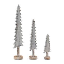 BreeBe - Wood Tabletop Pine Tree (Set of 6) - White, Brown