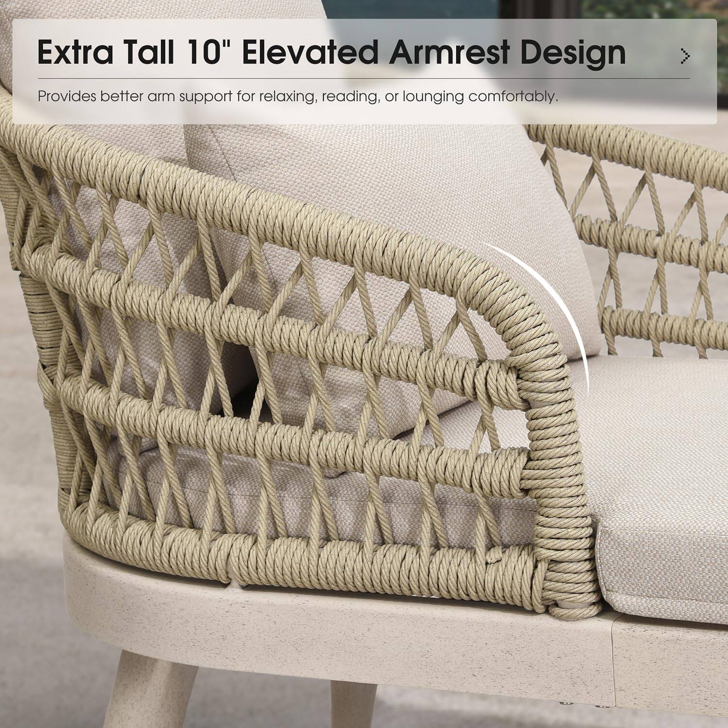 Extra Tall 10" Elevated Armrest Design  
Provides better arm support for relaxing, reading, or lounging comfortably.