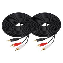 Unique Bargains - 2pcs Gold Plating TRS3.5mm Male to 2RCA Jack Cable, Copper Core PVC Audio AUX Cable for TV/Amp/Speaker - Black