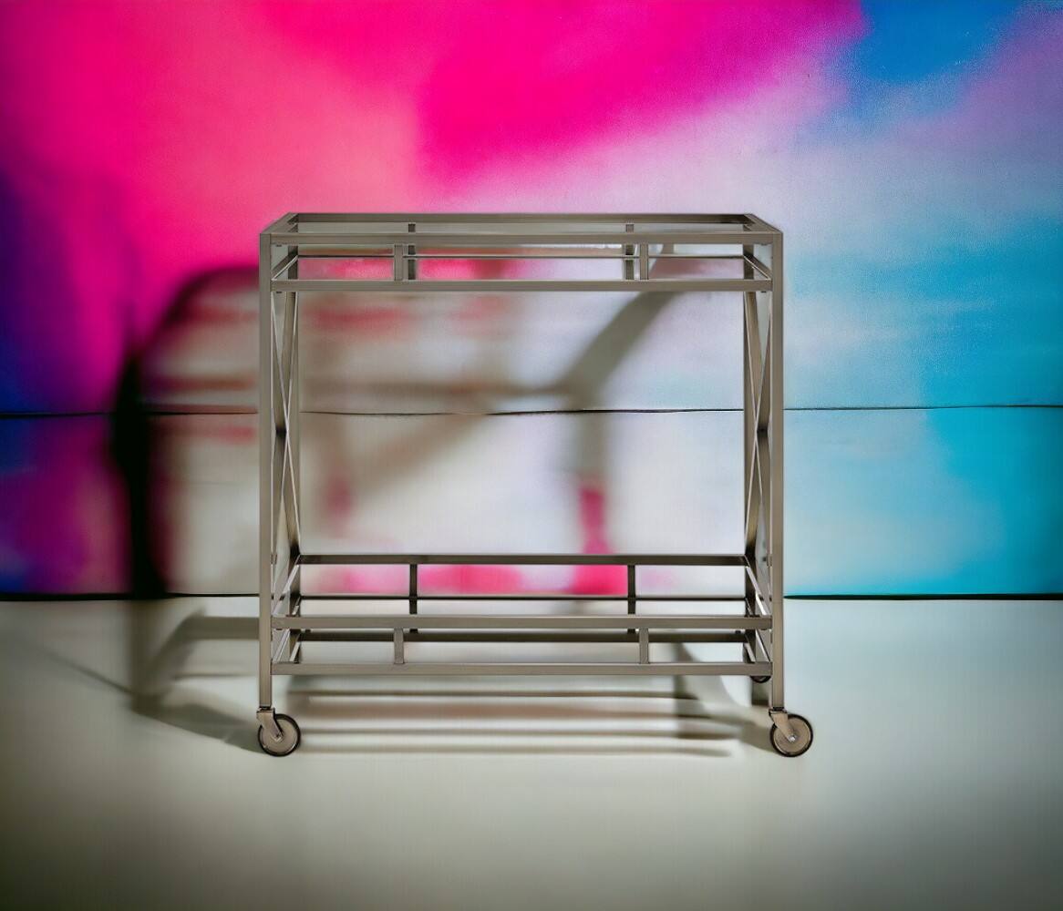 Back. APRILSOUL - Kristensen Mirrored and Antique Gold Finish Serving Cart - Antique Gold.