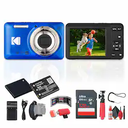 Kodak - Pixpro FZ55 Digital Camera in Blue (FZ55BL) Bundle with Accessories