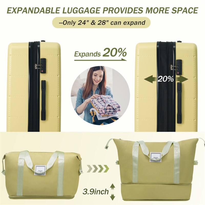 EXPANDABLE LUGGAGE PROVIDES MORE SPACE  
- Only 24" & 28" can expand  
Expands 20%  
3.9 inch