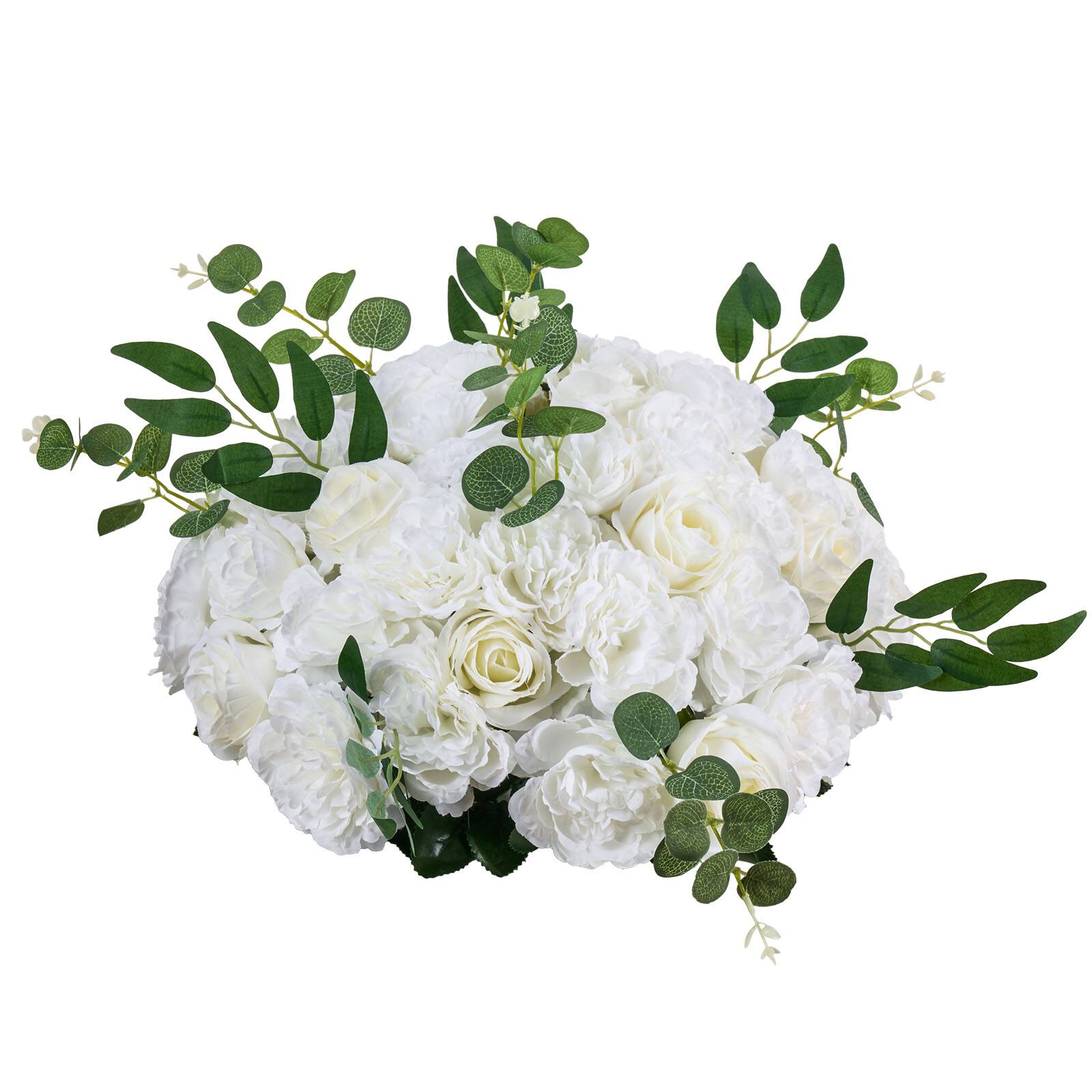 Alt View 5. VEVOR - 17.7-Inch Flower Balls Arrangement Bouquet 10 PCS,Diameter Artificial Flower Balls Wedding White Roses Centerpieces - White.