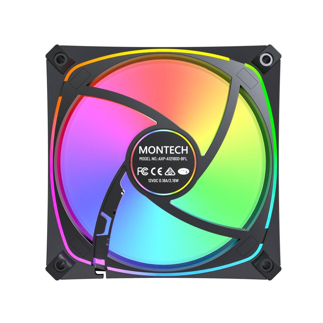 MONTECH  
MODEL NO.: AXP-A121600-BFL  
FC CE  
12VDC 0.18A/2.16W