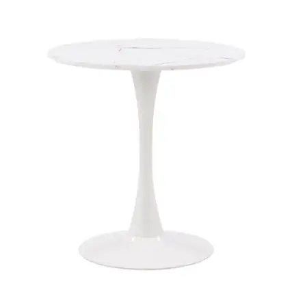 Front. CorLiving - Ivo Marble Top Pedestal Bistro Table - White.