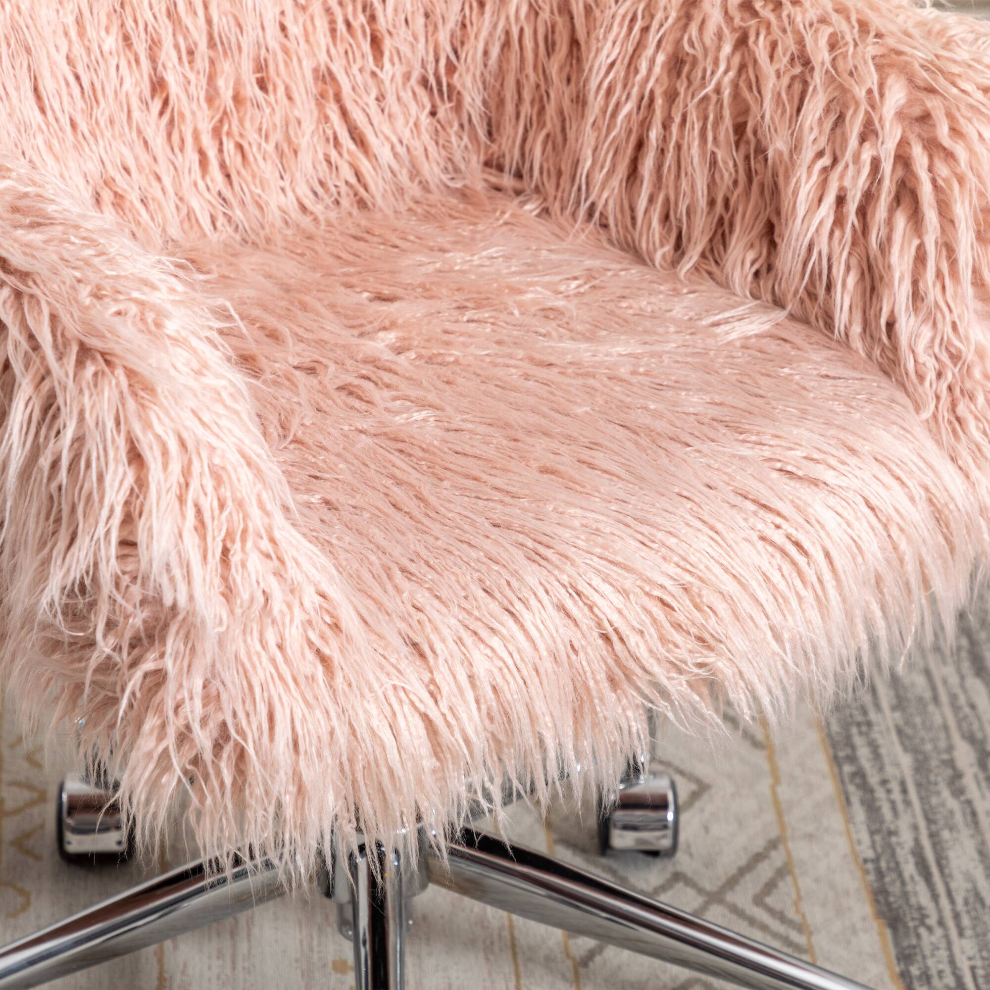 Alt View 4. APRILSOUL - Faux Fur Office Chair Fluffy Makeup Vanity Chair Girls - Pink.