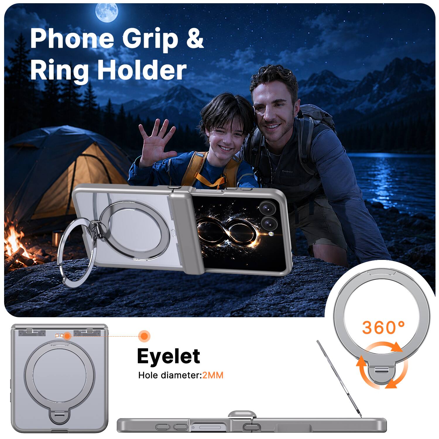 Phone Grip & Ring Holder

Eyelet Hole diameter: 2MM

360°