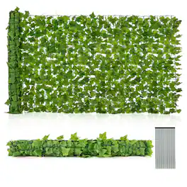 Costway - 120" x 40" Artificial Ivy Privacy Fence Indoor Outdoor Green Leaves Wall Roll - Light Green