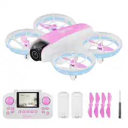 Contixo - F15 Astro Mini Drone with 2.4" Screen Remote Control 720P HD Camera, Hover, Stunts, 2 Batteries - Pink
