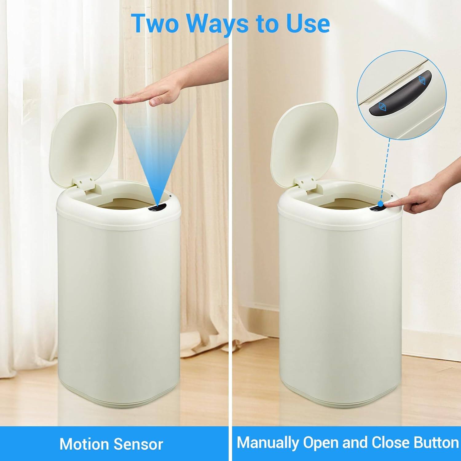 Two Ways to Use

Motion Sensor

Manually Open and Close Button