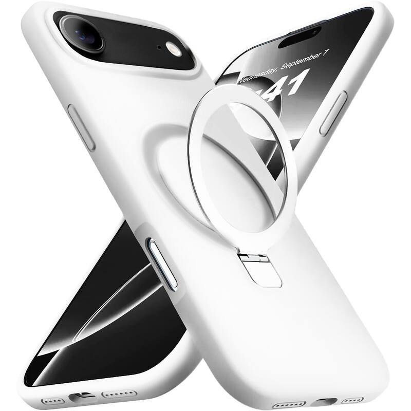 Entronix - Magnetic Case for iPhone 17 Air - Liquid Silicone with Built-in Stand - White