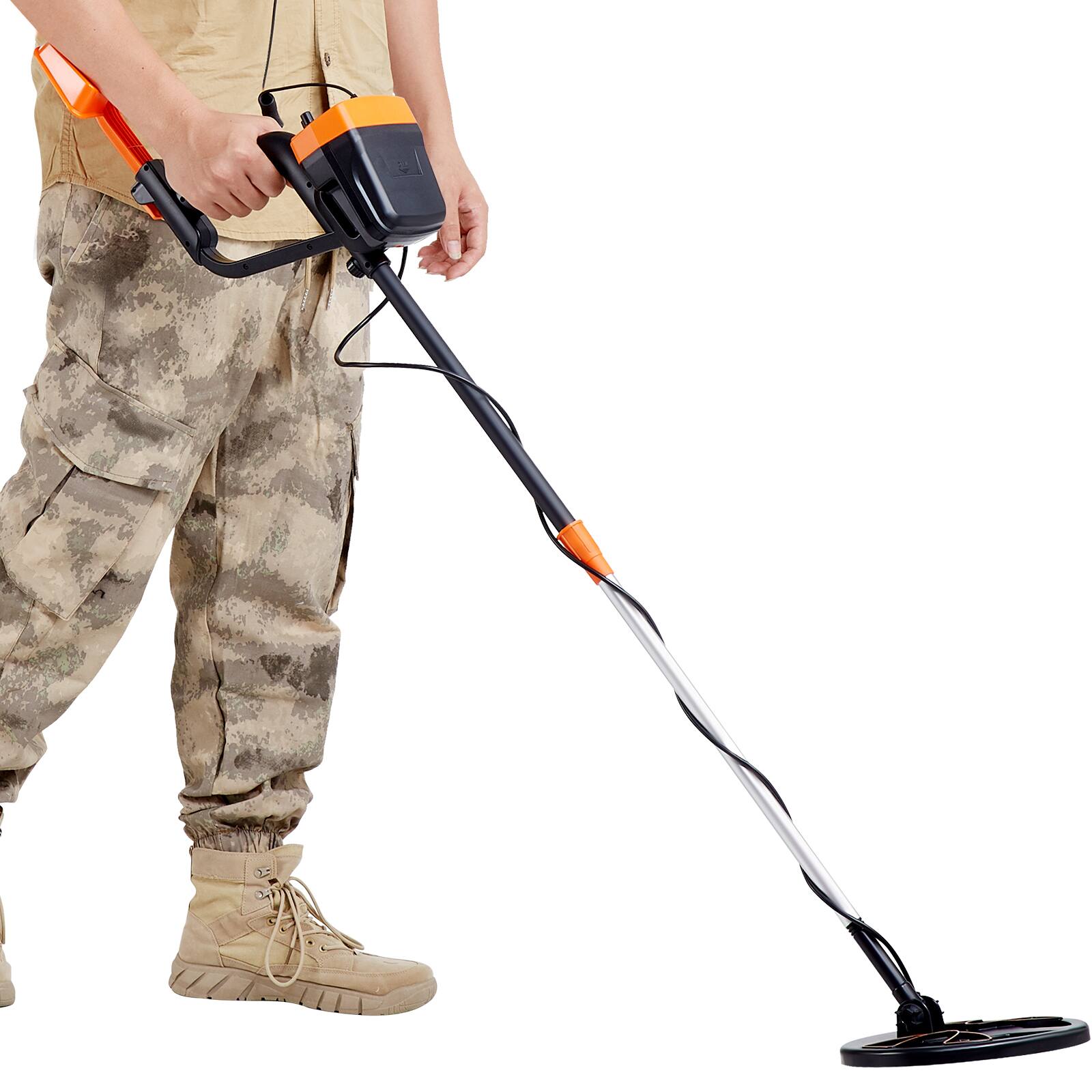 Alt View 5. VEVOR - Metal Detector for Adults & Kids, 8 Inch Waterproof Search Coil with High Accuracy Pointer Display, Adjustable 38''-49'' - Black; Orange.