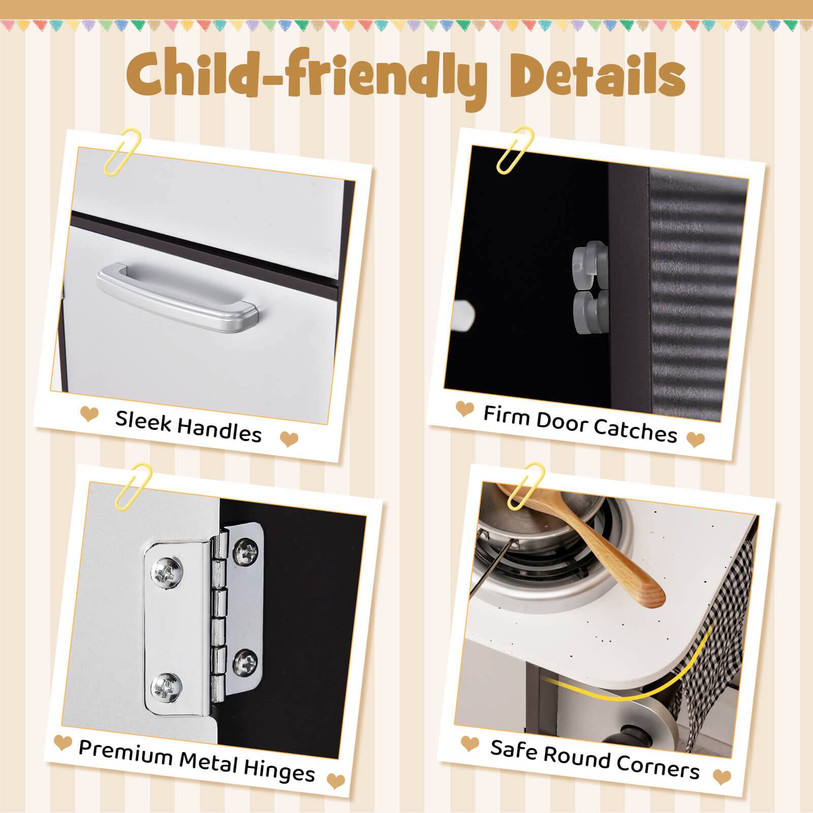 Child-friendly Details  
- Sleek Handles  
- Firm Door Catches  
- Premium Metal Hinges  
- Safe Round Corners