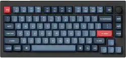 Keychron - V1 Max 75% Custom Wireless RGB Mechanical Keyboard with Programmable QMK/VIA Hot-Swappable Red Switch - Black - Front_Zoom