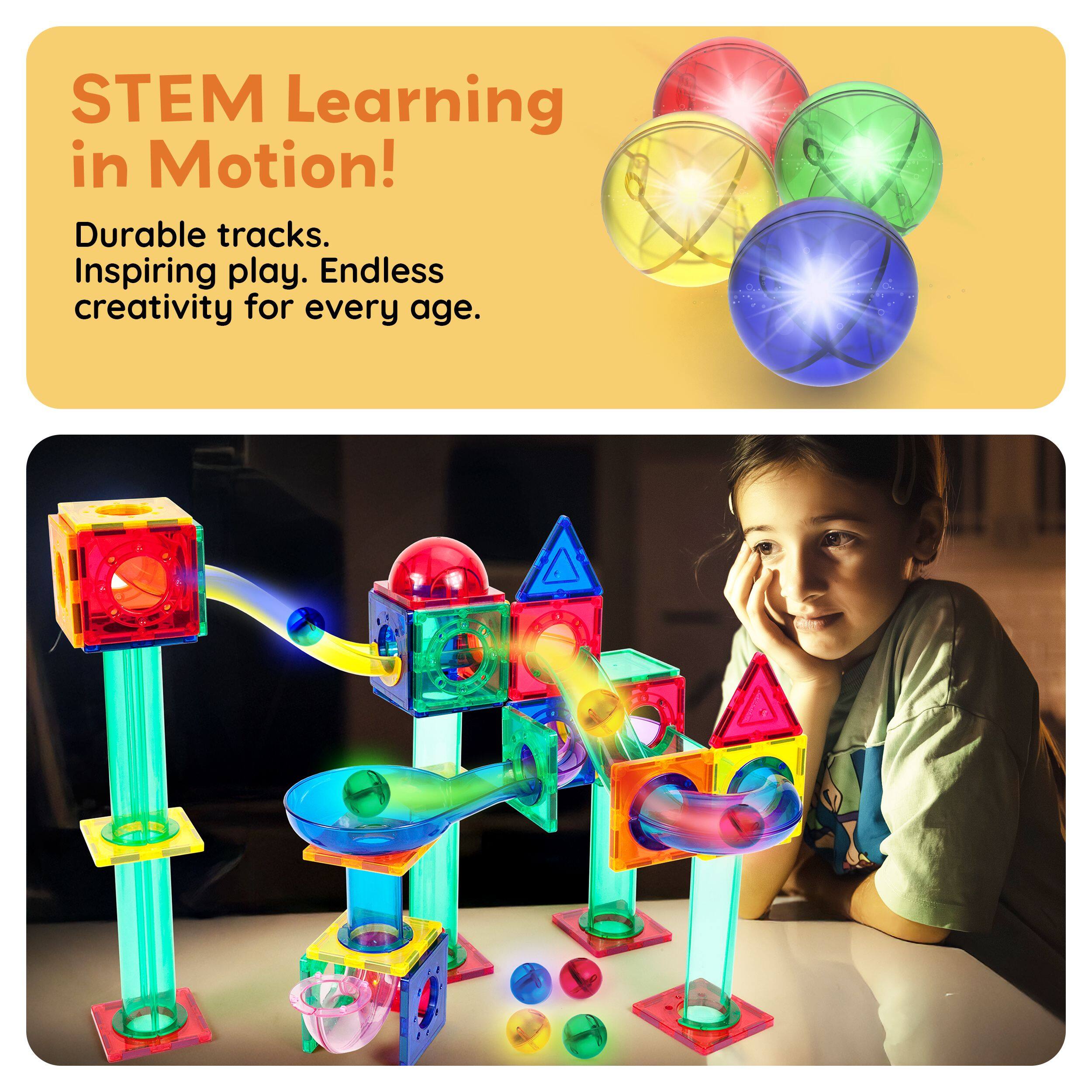 STEM Learning in Motion!  
Durable tracks.  
Inspiring play.  
Endless creativity for every age.