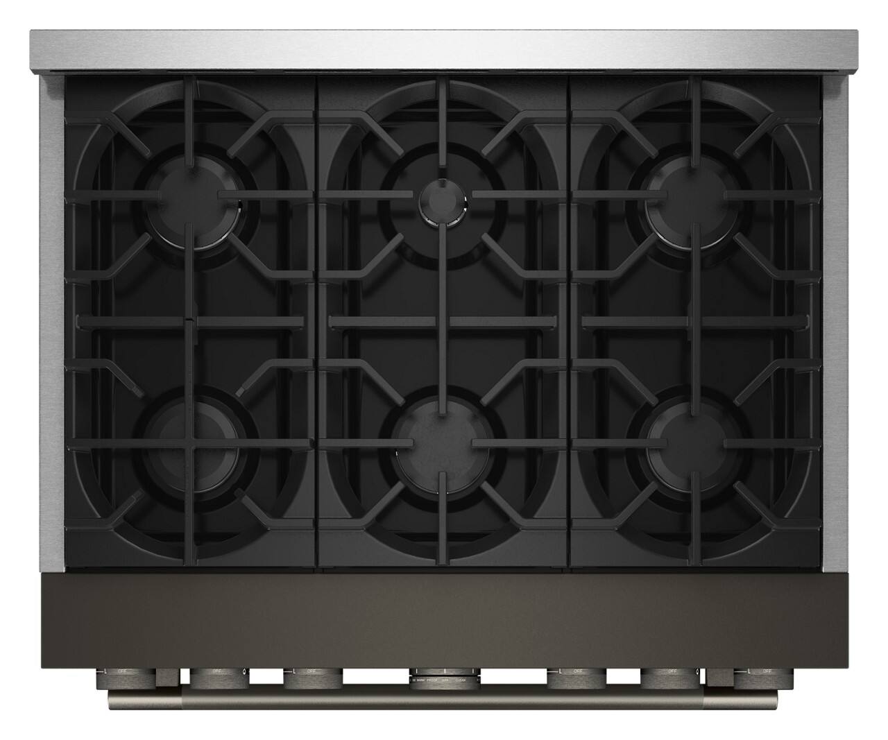 Alt View 3. KitchenAid - 5.1 Cu. Ft Commercial Gas Range with No Preheat Air Fry Mode and 6 Burner - Black Ore.