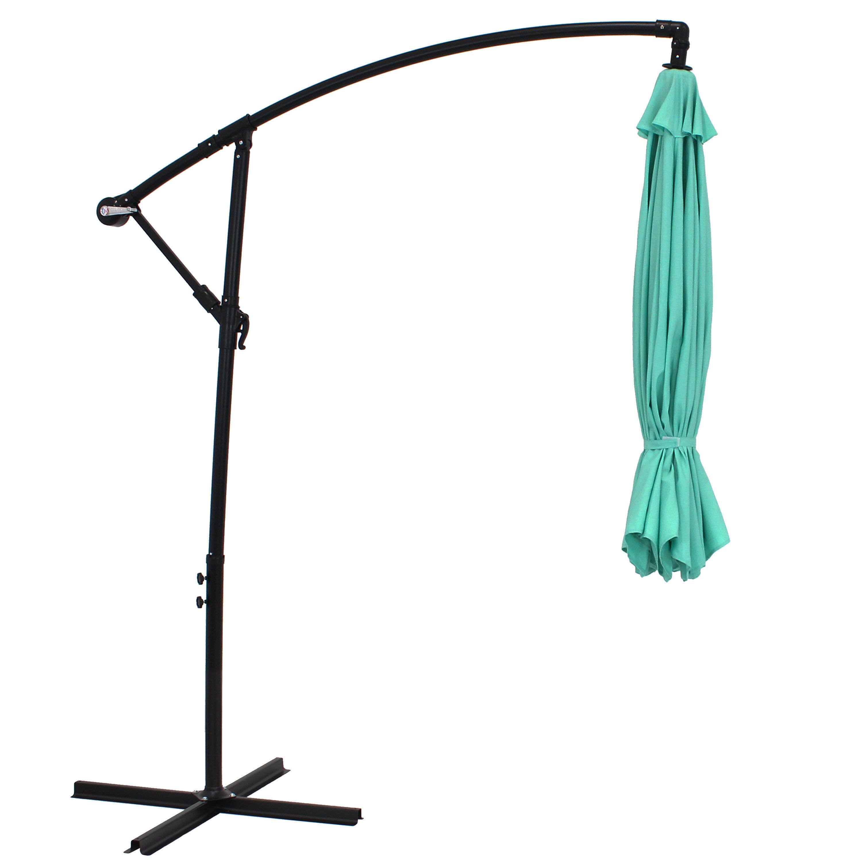 Alt View 9. Sunnydaze - 9.5 ft Cantilever Offset Patio Umbrella with Crank - Seafoam.