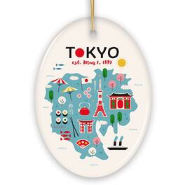 OrnamentallyYou - Minimalistic Elegant Tokyo Cultural Ornament Vintage Japanese Landmarks Gift - Multi-colored