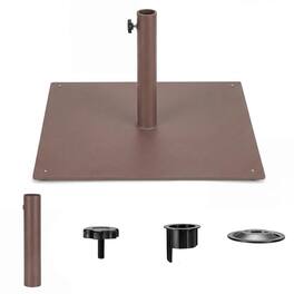 Costway - 25" Square Patio Umbrella Base Weighted 42 LBS Outdoor Market Stand Footpads - Brown