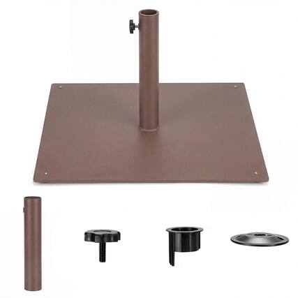 Front. Costway - Costway 25" Square Patio Umbrella Base Weighted 42 LBS Outdoor Market Stand Footpads - Brown.