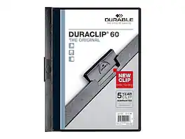Durable - Report Cover with DURACLIP, Letter-size, Holds Up to 60 Pages, Clear Cover/ 25 per Box - Black