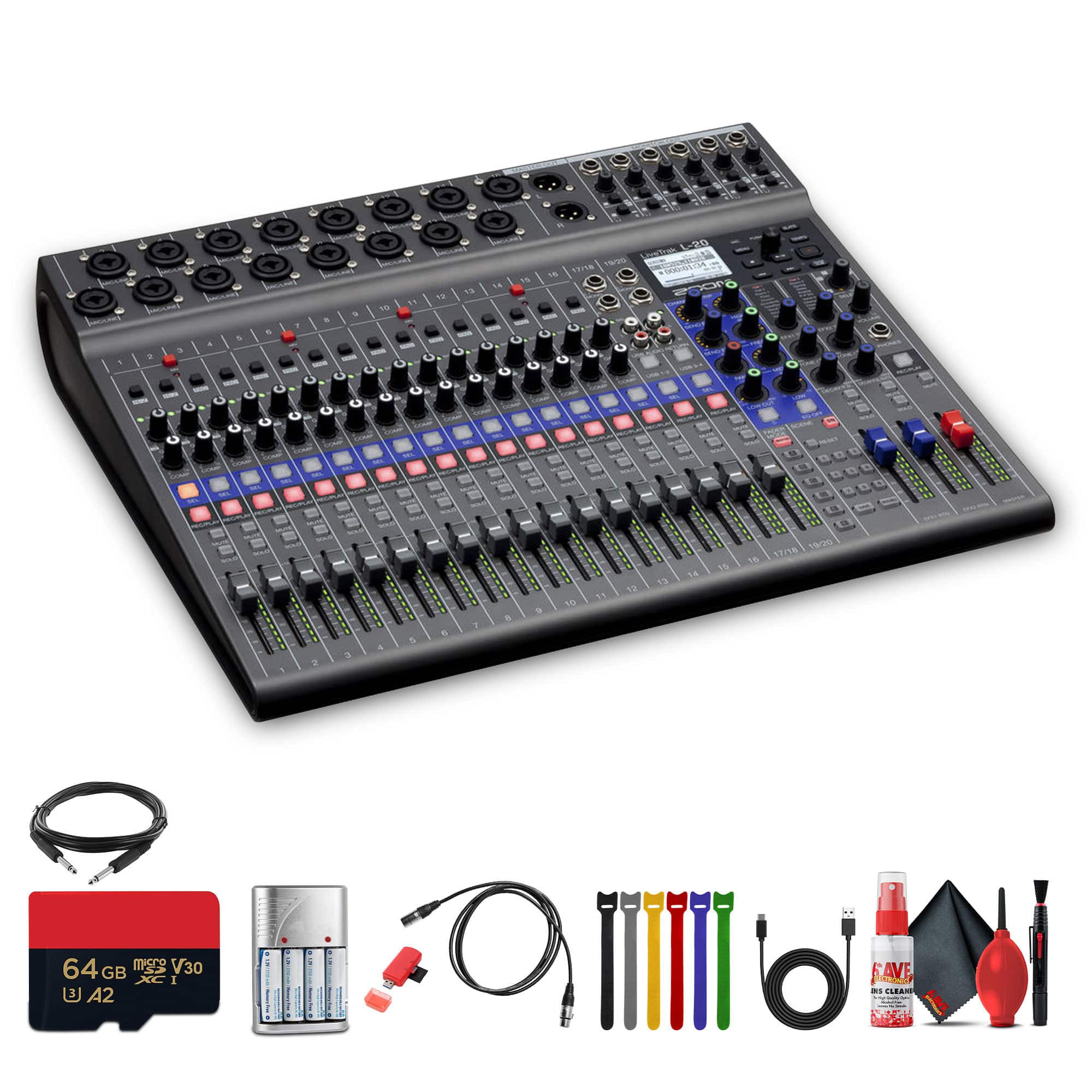 Zoom - LiveTrak L-20-20-Input Digital Mixer Bundle