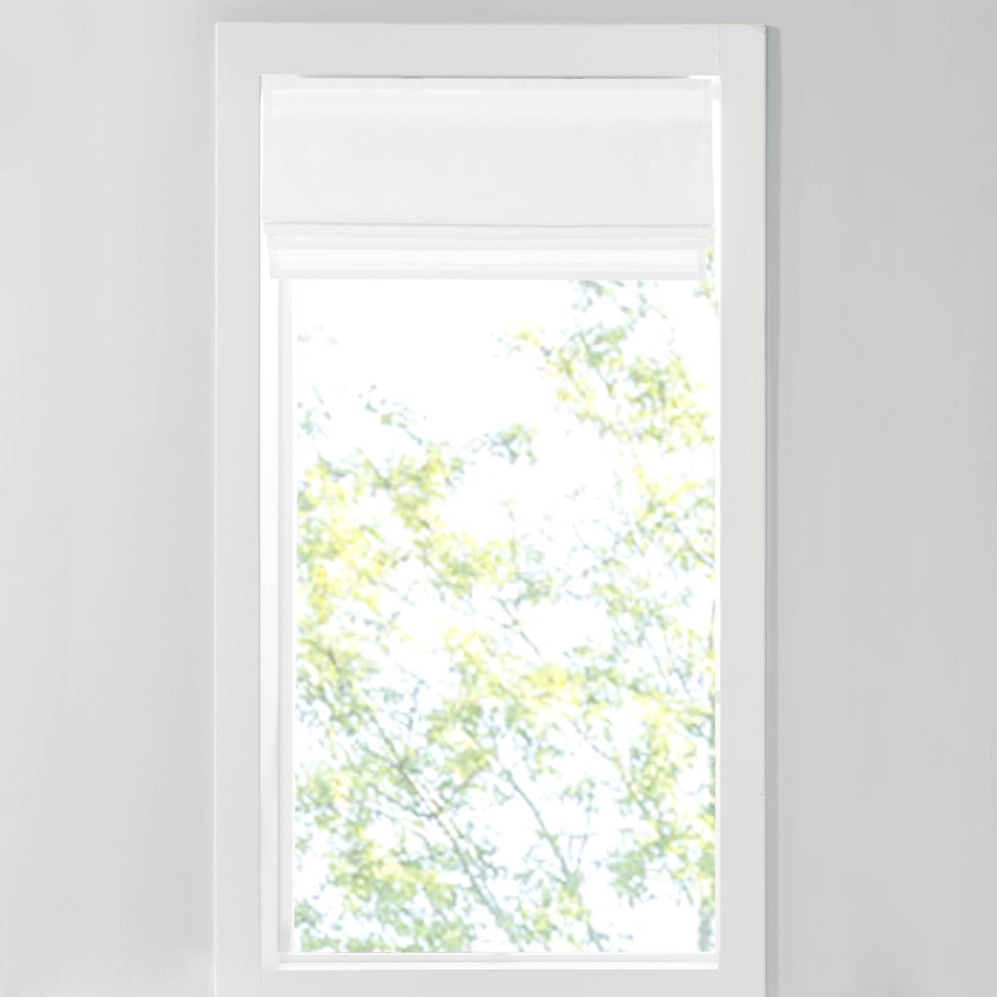 Alt View 6. BreeBe - 1-Piece 34x64' Linen Blend Light Filtering Cordless Roman Shade,White - White.