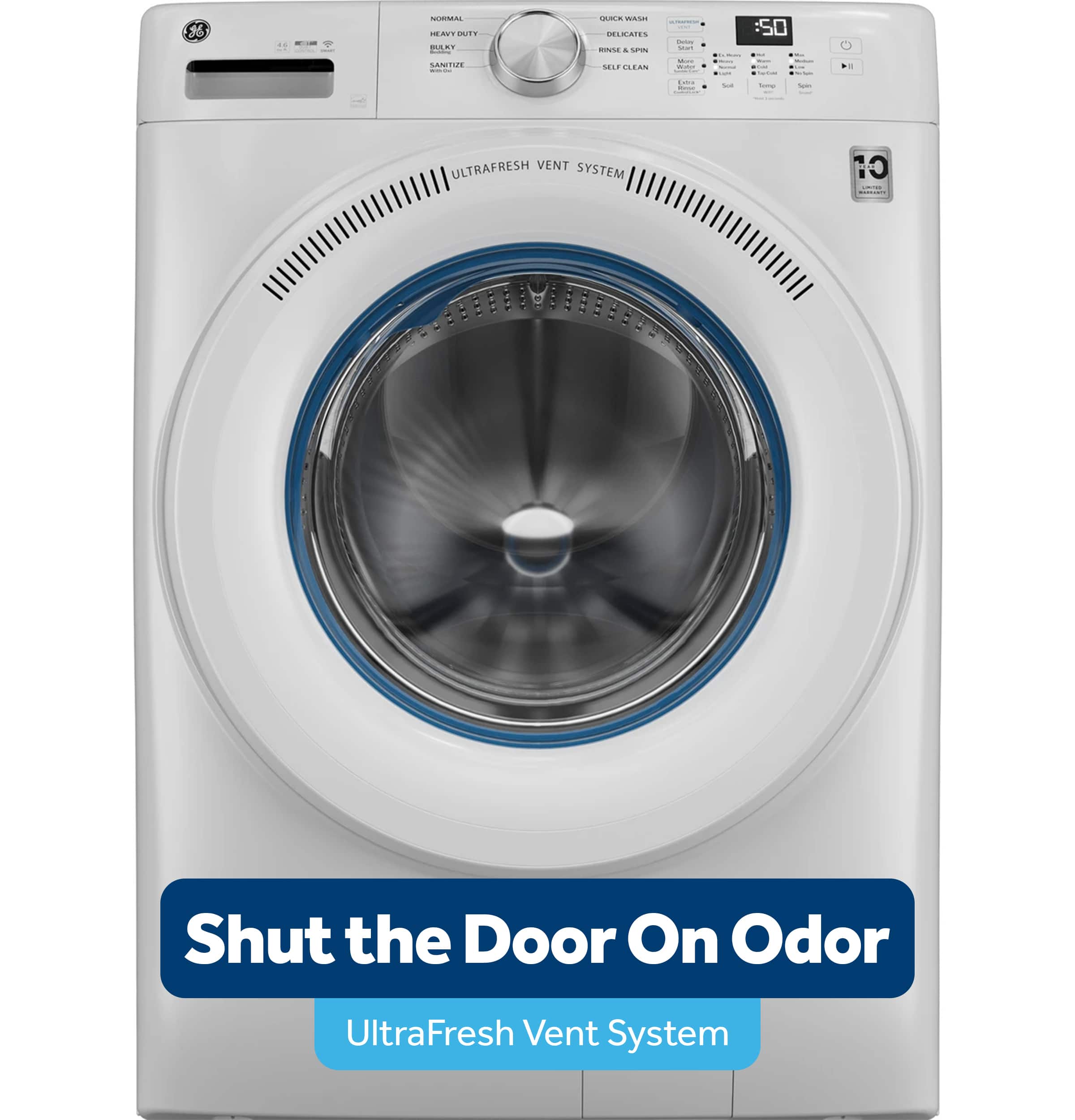 GE - 4.6 Cu. Ft. High-Efficiency Stackable Smart Front Load
