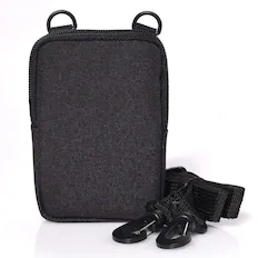 Front. Zink - Soft Camera Case – Camera & Printer Travel Case with Pocket, Zipper & Shoulder Strap - Black.