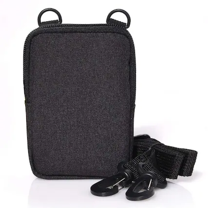 Front. Zink - Soft Camera Case – Camera & Printer Travel Case with Pocket, Zipper & Shoulder Strap - Black.