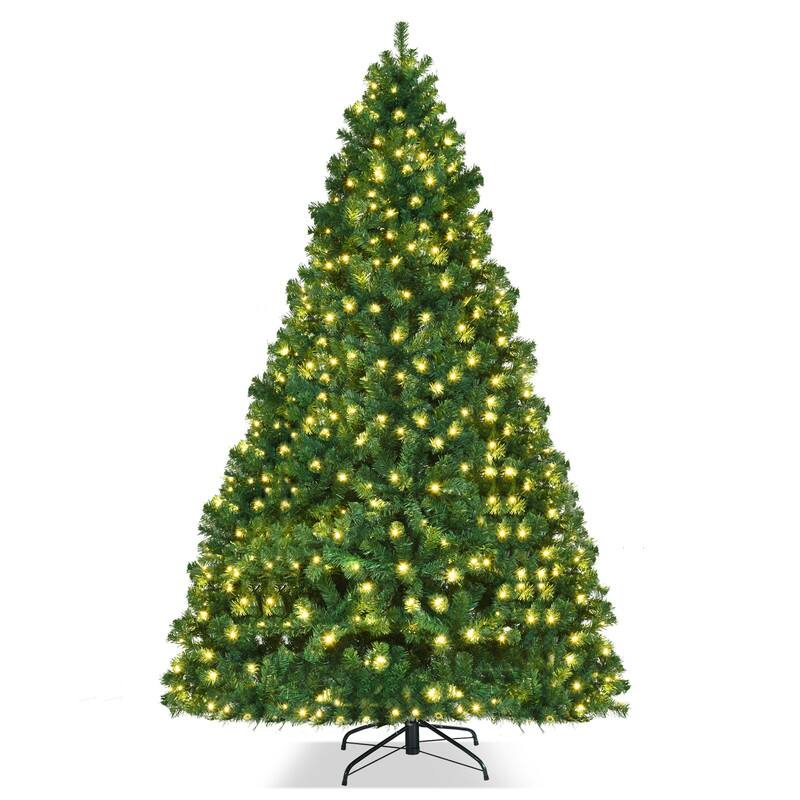 Alt View 3. WELLFOR - 8 ft Prelit Artificial Christmas Tree with Warm‑White Lights&1438 Branch Tips, Hinged Xmas Tree - Green.