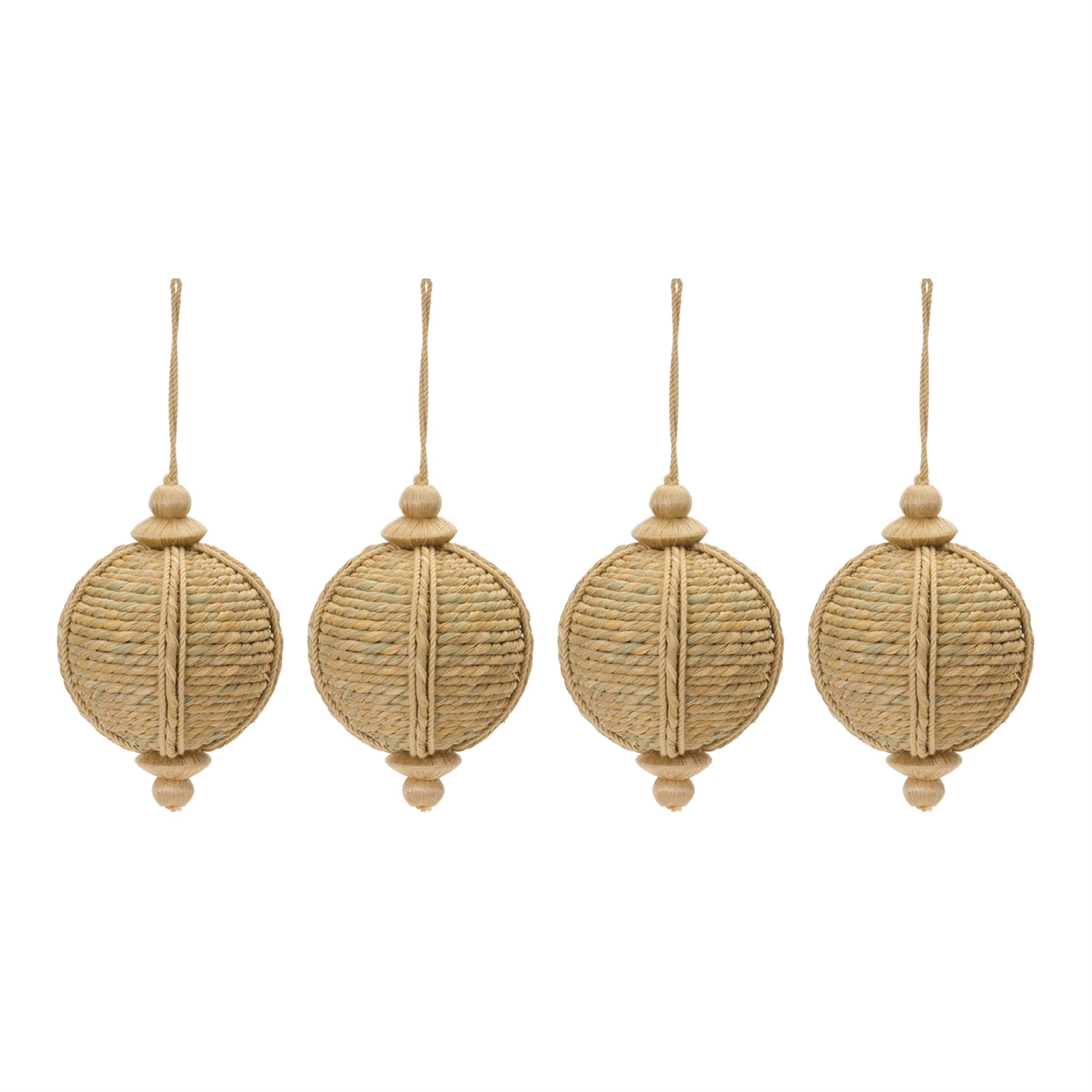 Angle. BreeBe - Jute Onion Ornament (Set of 4) - Brown.