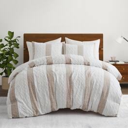 Peace Nest - 3-Piece Textured Stripe Geometric Oversized Stylish Duvet Cover Set, King - Floral