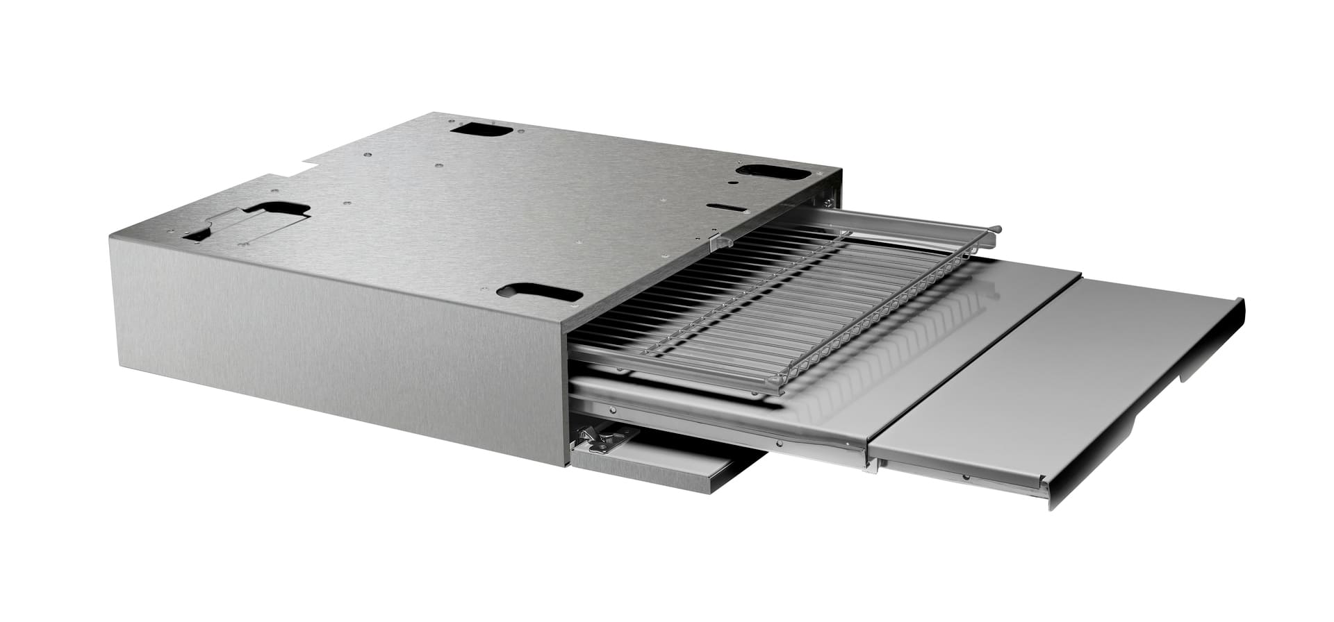 Front. Asko - Hidden Helper - Double Shelf - Titanium.