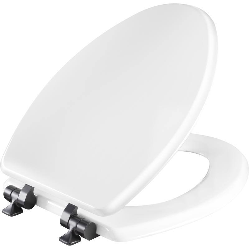 Angle. BEMIS - Mayfair by Bemis Benton Slow Close Elongated White Enameled Wood Toilet Seat - White.