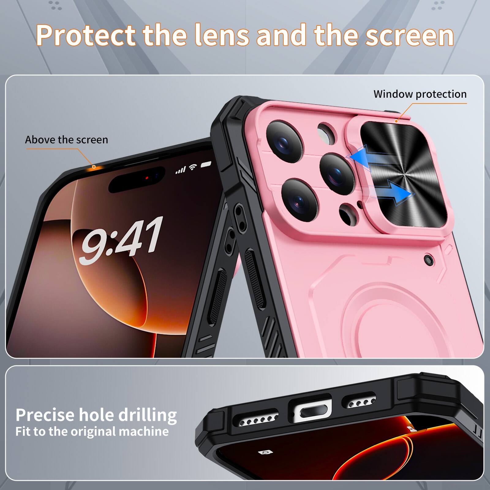 Protect the lens and the screen

Window protection

Above the screen

9:41

Precise hole drilling

Fit to the original machine