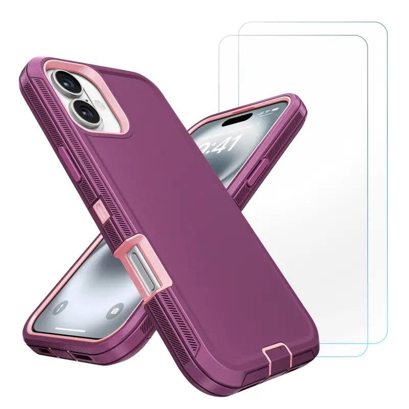 Front. Entronix - Entronix iPhone 17 Bundle - Heavy Duty Case and 2 Clear Screen Protectors - Burgundy.
