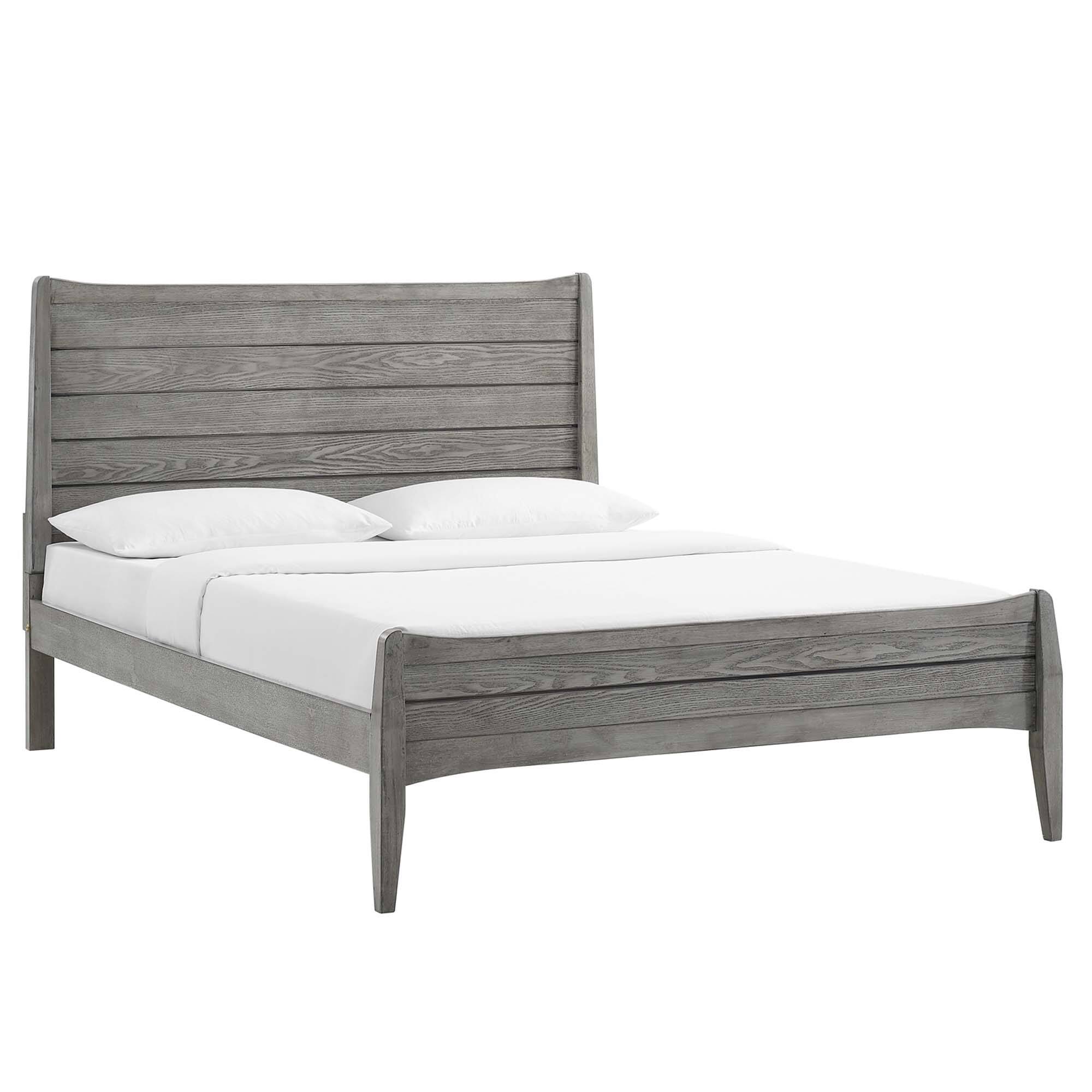 Angle. Modway - Loryn Vinyl King Bed Frame with Round Splayed Legs - White.