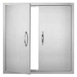 VEVOR - BBQ Access Door, 31W x 31H Inch Double Outdoor Kitchen Door, Stainless Steel Flush Mount Door, Wall Vertical Door - Silver