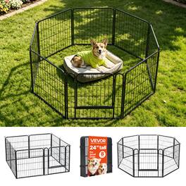 VEVOR - Dog Playpen 24 Inch 8 Panels Foldable Metal Exercise Pen Pet Fence, Indoor/Outdoor Heavy Duty Puppy Crate Kennel - Black